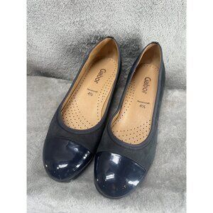 Gabor Hovercraft Women’s US 7 UK 4.5 Slip On Ballet Flats‎ Navy Leather Cap Toe